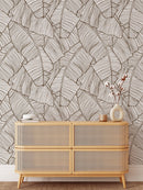 Modern Banana Leaf Line Art Wallpaper
