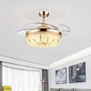 LED Pumpkin Frequency Conversion Ceiling Fan Light In Dining Room Bedroom