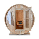 Dundalk Leisurecraft 84-Inch 4-Person Canadian Timber Harmony Barrel Sauna With Solid Wood Benches [CTC22W] (SAK96842)