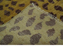 Leopard Design Mustard and Dark Plum Hand Knotted Custom Made wool area rug