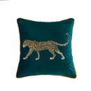 Leopard embroidered decorative pillowcase teal & gold living room