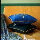Leopard embroidered decorative pillowcase teal & gold living room