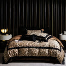 Leopard jacquard black & gold lyocell cotton bedding set bedroom