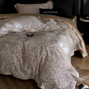 Leopard luxury bedding set beige & black satin bedroom duvet cover