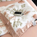 Leopard print cream & blue satin pillow sham bedroom decor