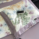 Leopard print cream & blue satin pillow sham bedroom decor