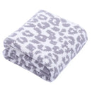 Leopard print knitted fleece blanket bedroom sofa throw