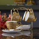 Leopard print porcelain coffee set with gold accents dining room decor