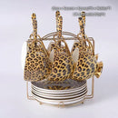 Leopard print porcelain coffee set with gold accents dining room decor