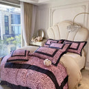 Leopard print velvet bedding set bedroom ruffled decor