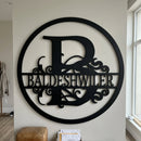 Custom Metal Wall Art - Personalized Split Circle Monogram Sign