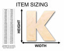 Unfinished Wood Block Letter K - Craft - up to 46" DIY