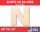 Unfinished Wood Block Letter N - Craft - up to 46" DIY