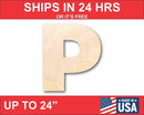 Unfinished Wood Block Letter P - Craft - up to 46" DIY