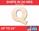 Unfinished Wood Block Letter Q - Craft - up to 46" DIY