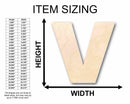 Unfinished Wood Block Letter V - Craft - up to 46" DIY