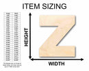 Unfinished Wood Block Letter Z - Craft - up to 46" DIY