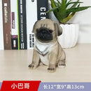 Lifelike black & white resin dog sculpture living room decor