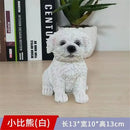 Lifelike black & white resin dog sculpture living room decor