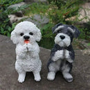 Lifelike black & white resin dog sculpture living room decor