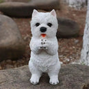 Lifelike black & white resin dog sculpture living room decor