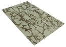 Light and Dark olive Modern Abstract 5x8 Hand Knotted Wool and Silk Area Rug