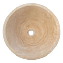 Light Beige Turkish Travertine Vessel Sink V-Shape 16x6 Handcrafted Honed Sandblasted