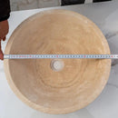 Light Beige Turkish Travertine Vessel Sink V-Shape 16x6 Handcrafted Honed Sandblasted