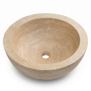 Light Beige Travertine Sloped Vessel Sink - 16"x16"x8" - Honed