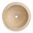 Light Beige Travertine Sloped Vessel Sink - 16"x16"x8" - Honed