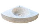 Troia Light Travertine Wall-mount Bathroom Corner Vanity Sink (W)16" (L)16" (H)4" front view