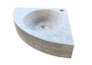 Troia Light Travertine Wall-mount Bathroom Corner Vanity Sink (W)16" (L)16" (H)4" side view