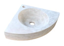 Troia Light Travertine Wall-mount Bathroom Corner Vanity Sink (W)16" (L)16" (H)4" side view
