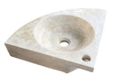 Troia Light Travertine Wall-mount Bathroom Corner Vanity Sink (W)16" (L)16" (H)4" back view