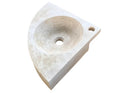 Troia Light Travertine Wall-mount Bathroom Corner Vanity Sink (W)16" (L)16" (H)4" angle view