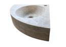 Troia Light Travertine Wall-mount Bathroom Corner Vanity Sink (W)16" (L)16" (H)4" side view