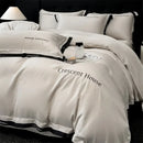 DecorBites™ Ice Silk Embroidery Bed Set | Skin-Friendly Duvet Cover Kit | Comforter Sets