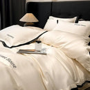 DecorBites™ Ice Silk Embroidery Bed Set | Skin-Friendly Duvet Cover Kit | Comforter Sets