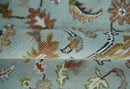 Light Blue and Camel 8x10 Hand Knotted Traditional Floral Oushak Rug