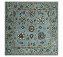 Blue and Brown Traditional Oriental Oushak Hand Tufted Custom Made wool Area Rug