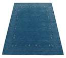 Light Blue Contemporary Gabbeh Border Design Hand Loomed Wool Area Rug