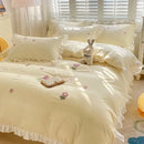DecorBites™ Cartoon Embroidery 100% Cotton Bedding Set King Queen Bedclothes