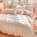 DecorBites™ Cartoon Embroidery 100% Cotton Bedding Set King Queen Bedclothes