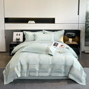 Light blue egyptian cotton embroidery duvet cover bedding set bedroom