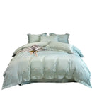 Light blue embroidered egyptian cotton bedding sets bedroom satin luxe