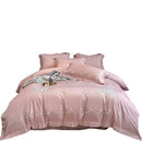 Light blue embroidered egyptian cotton bedding sets bedroom satin luxe