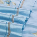 Light blue floral and moon 200s cotton embroidery bedding set bedroom