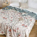 Light blue & gray patterned cotton gauze summer blanket bedroom throw