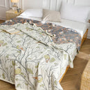 Light blue & gray patterned cotton gauze summer blanket bedroom throw