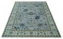 Light Blue Hand knotted Traditional Oushak Multi Size wool Area Rug
